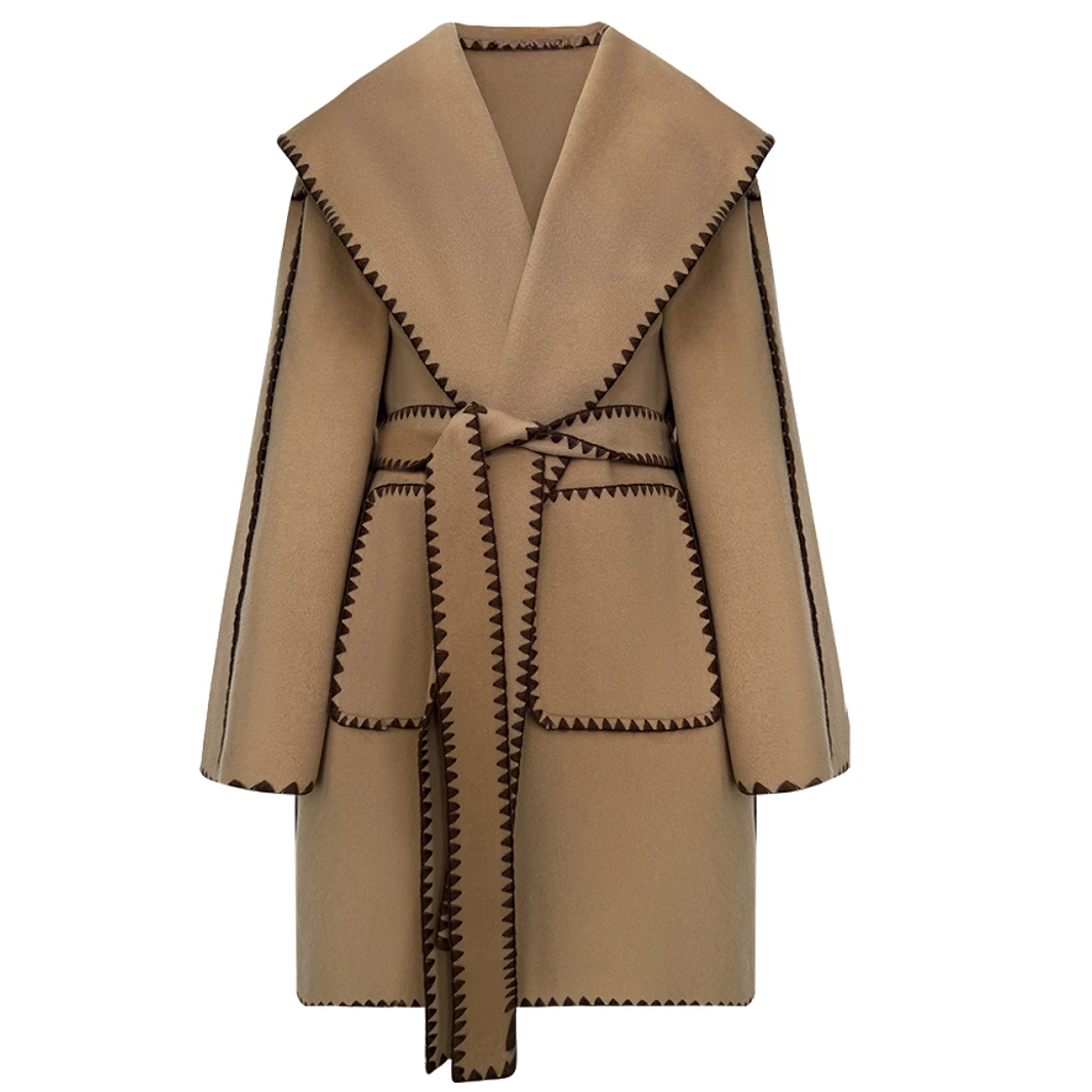 【八针重工】贝壳绣意大利锁边工艺大衣4WN027