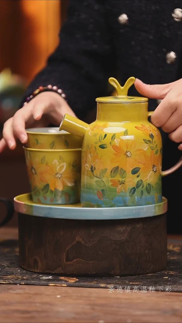 陶瓷景德镇高温釉下手绘陶瓷@L159@