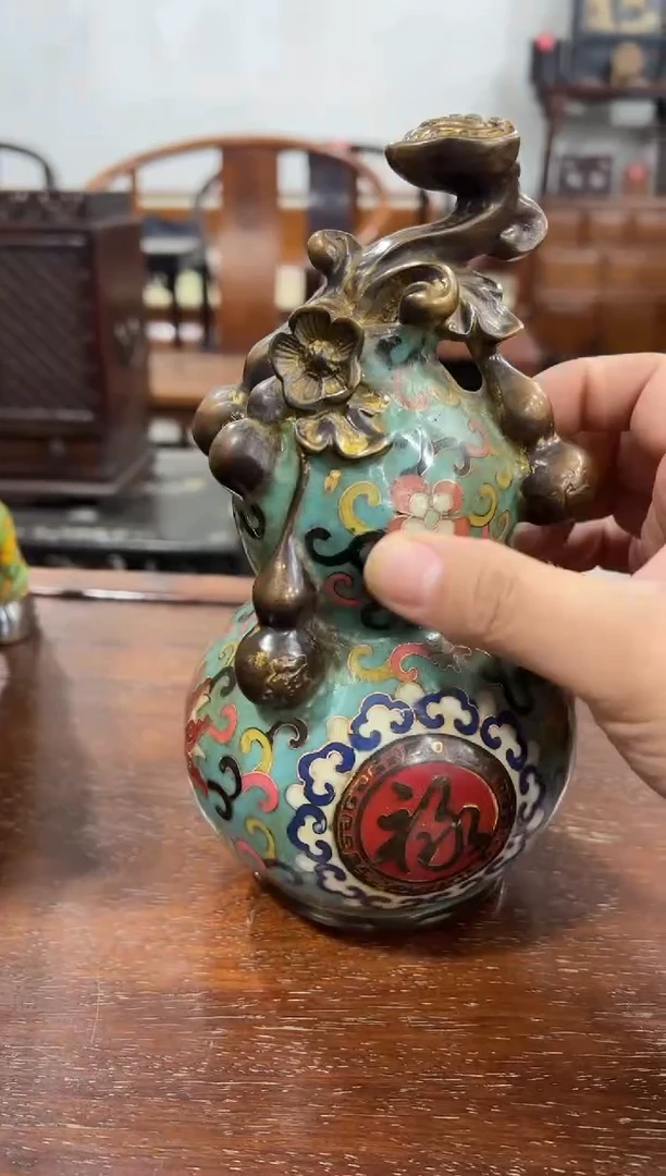 悟**道珐琅彩葫芦摆件1