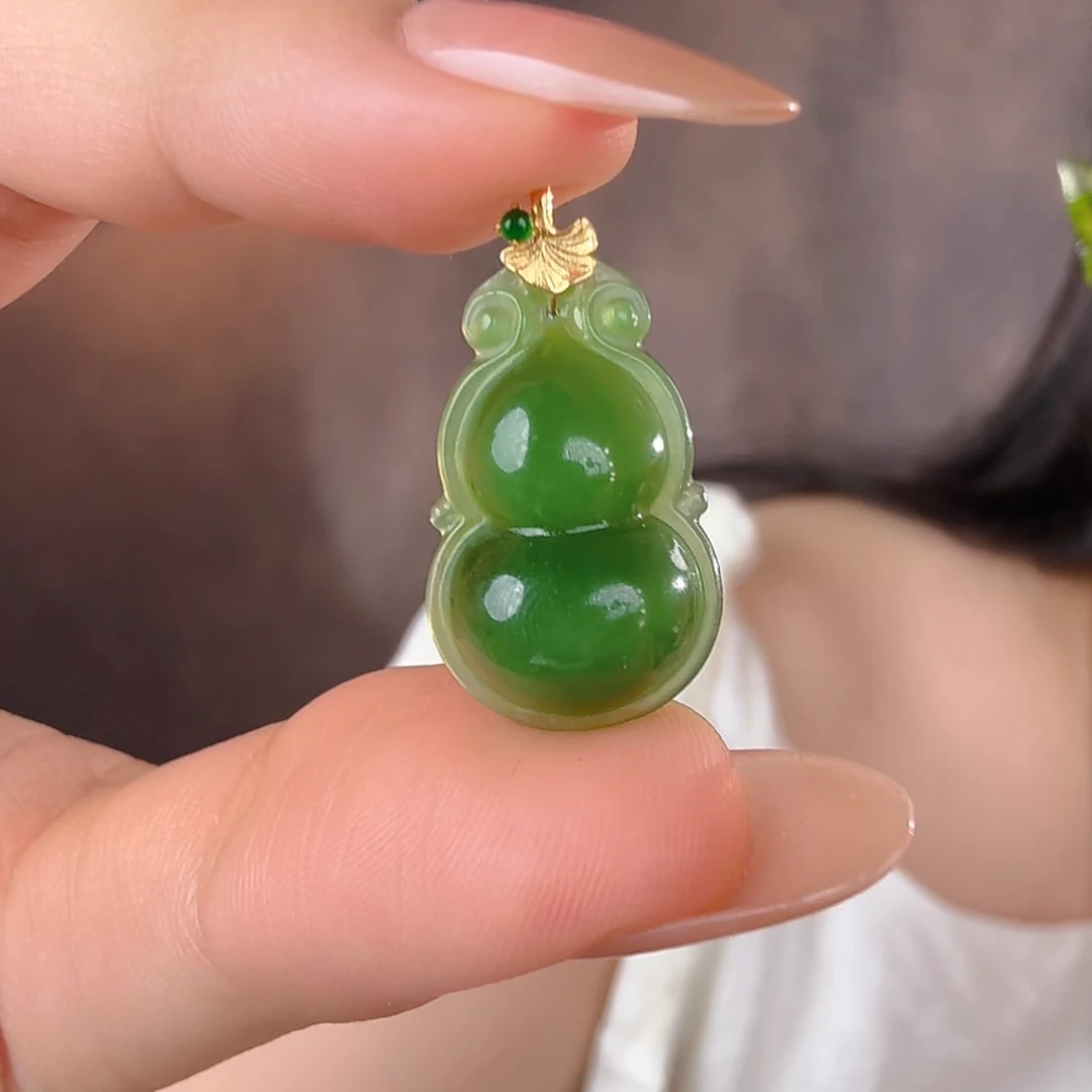 【知简】18k金碧玉和田玉吊坠品质珠宝多样性发其一赠链