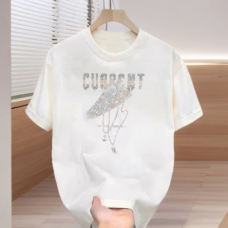 仓石一树2025新款高端轻奢夏季简约烫钻短袖T恤男士青年潮流半袖