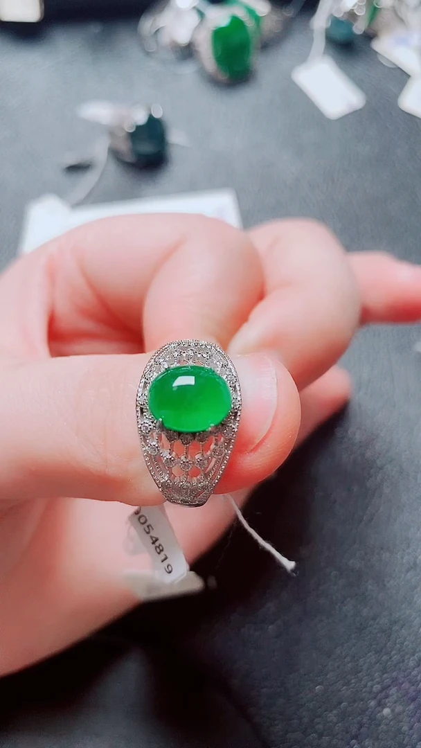 银S925镶嵌戒指翡翠1