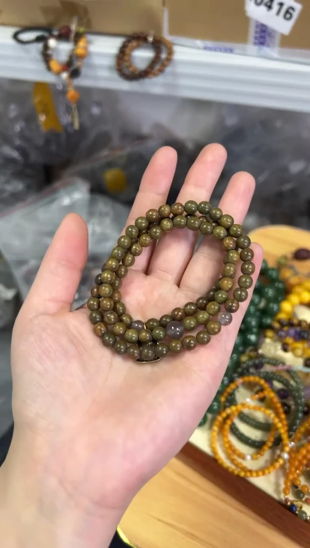 【闪购商品】维腊木（绿檀）手串未镶嵌绿檀木扎基款多圈手链[060]
