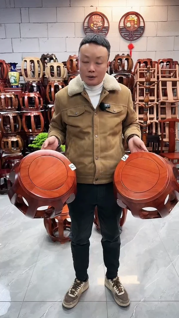 【闪购商品】花梨木类家具花梨木花梨色小号鼓凳一对19号