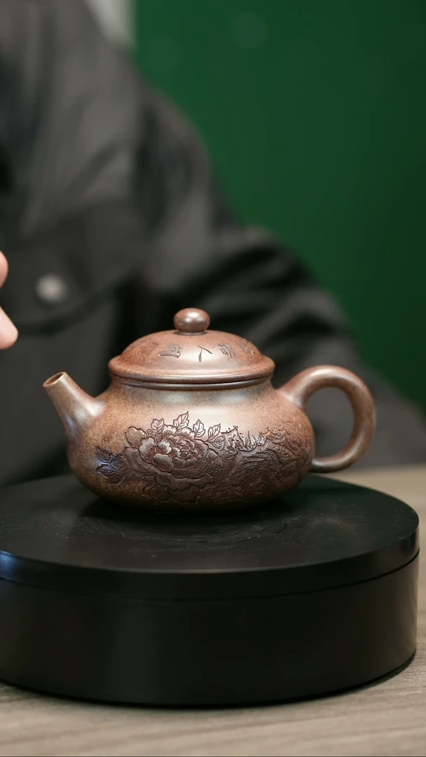 茶壶紫砂陈*H1984李琴刻绘柴烧容天