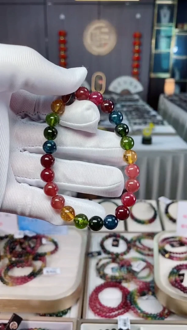 未镶嵌收藏级老矿碧玺单圈手串7mm+碧玺xion多样性发一条