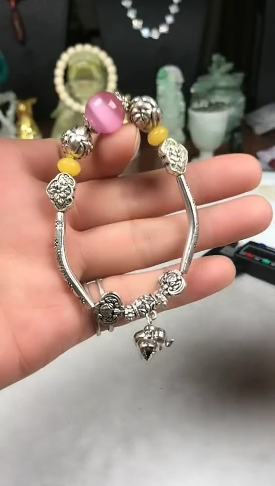 钛钢天然锆石手链手链