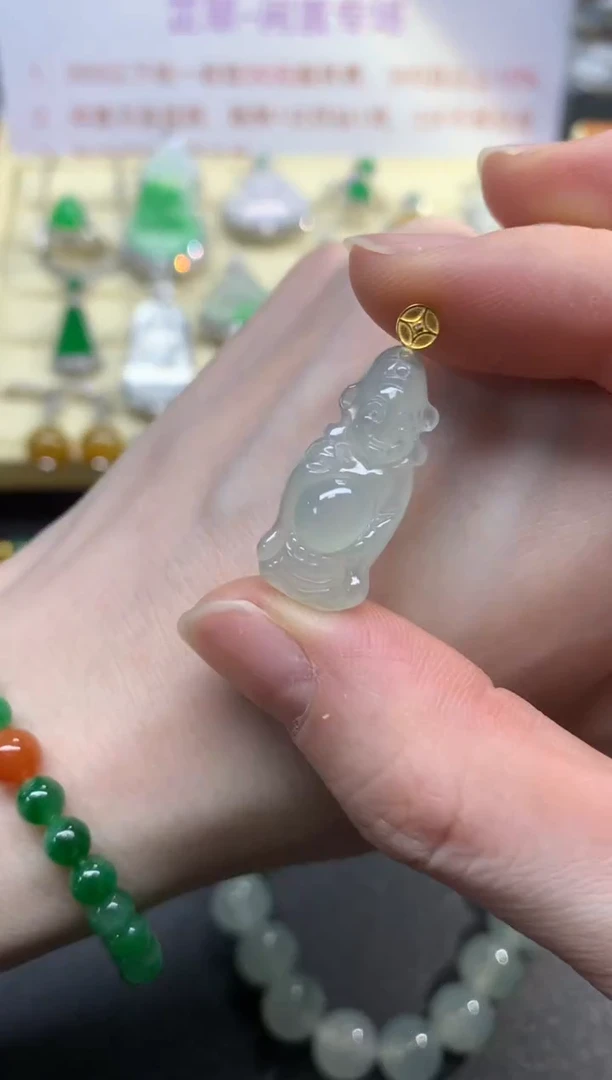 翡翠18K金镶嵌吊坠(不含链)吊坠|350+35