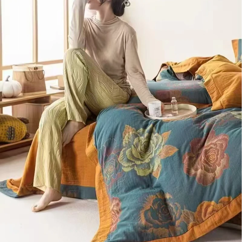 【花想容—四件套】全棉色织双层纱A类四件套