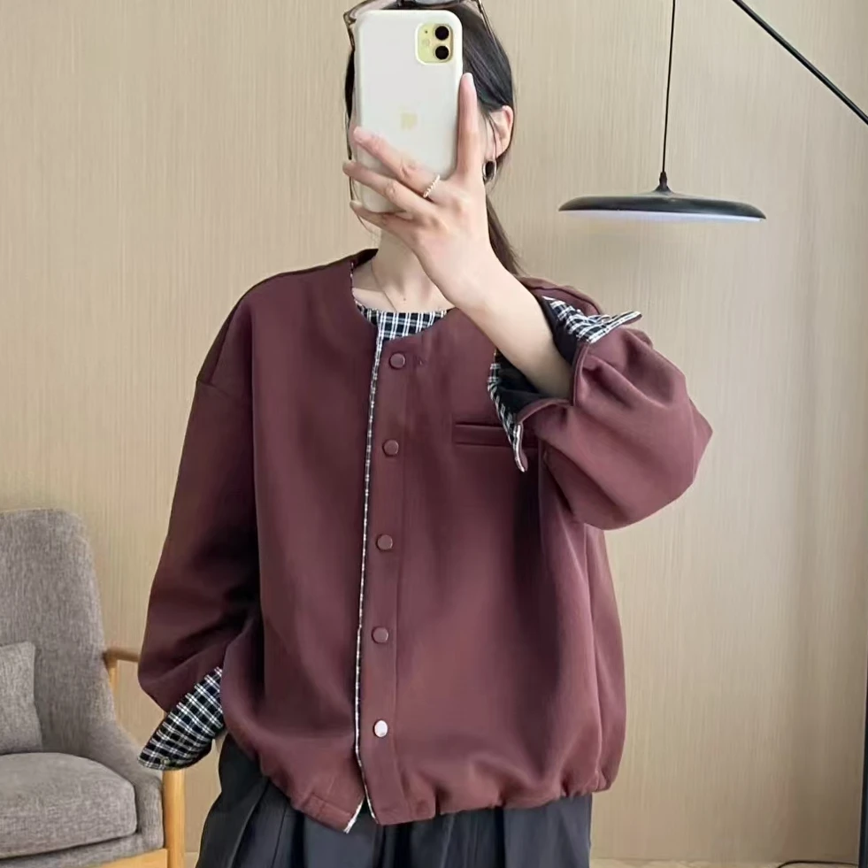 532新款春秋气质时尚休闲百搭圆领外套春季减龄宽松显瘦上衣女