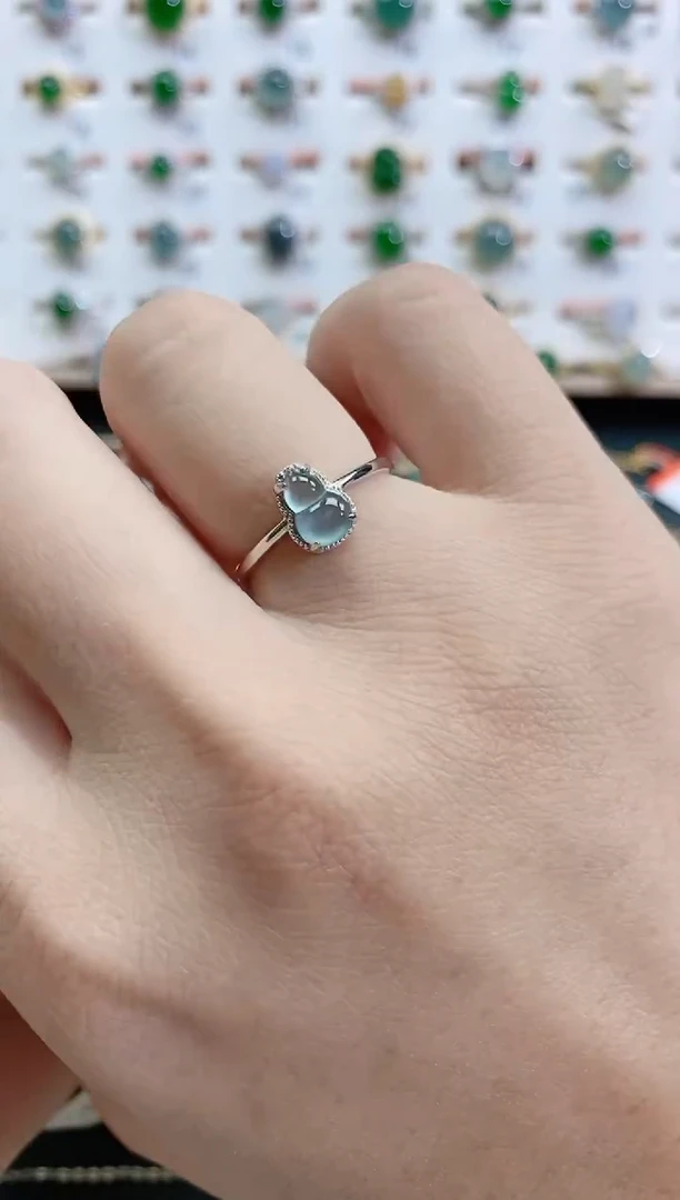 银S925镶嵌戒指翡翠天然翡翠