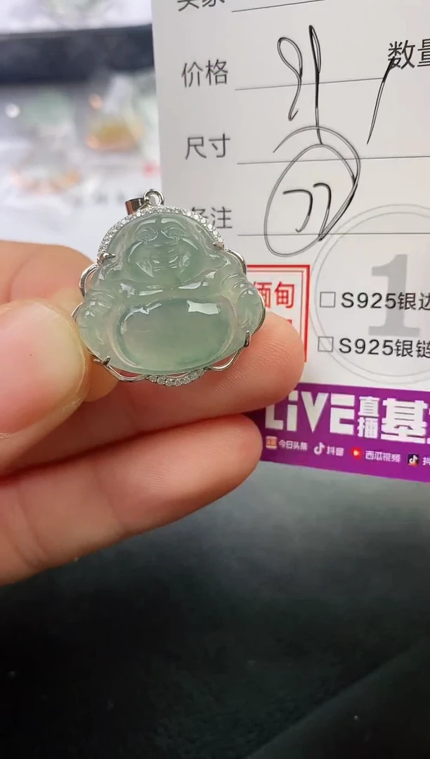 颈饰银S925镶嵌翡翠一****忆挂件