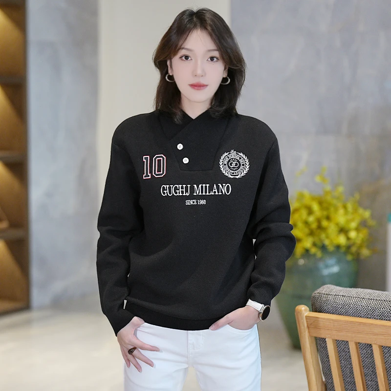 秋冬季潮牌时尚刺绣羊毛衫男个性设计款帅气休闲百搭修身短款上衣