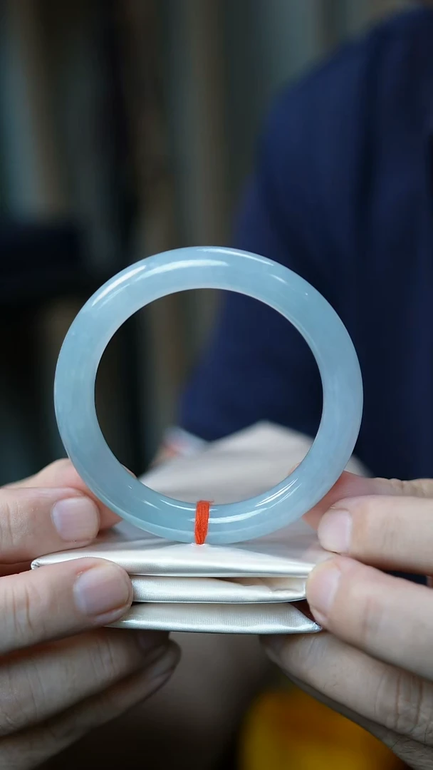 未镶嵌手镯翡翠19-号-54冰蓝晴圆条/D/3