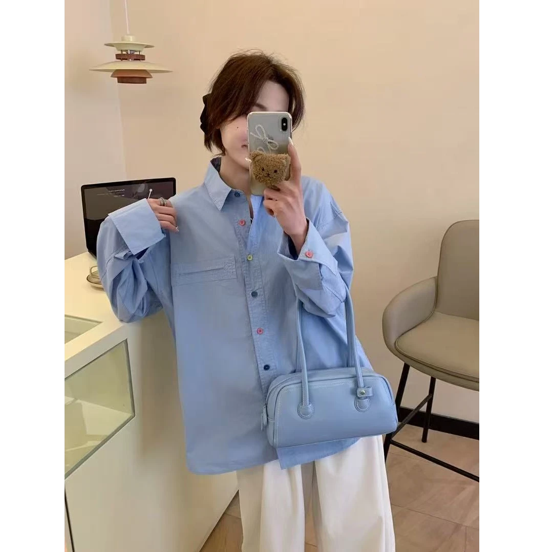 新款韩版高品质彩扣宽松衬衣（高品质）