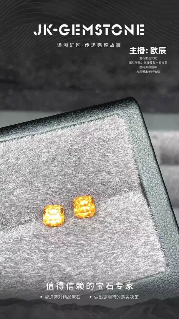 【闪购商品】石榴石（芬达石）裸石未镶嵌1.59克拉芬达一对