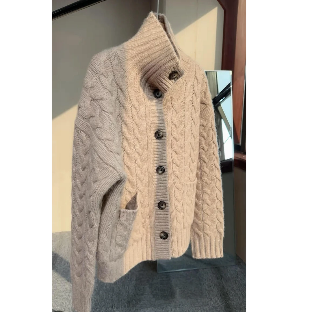 韩系设计感针织开衫女2025秋冬新款时尚立领简约百搭高级感上衣潮