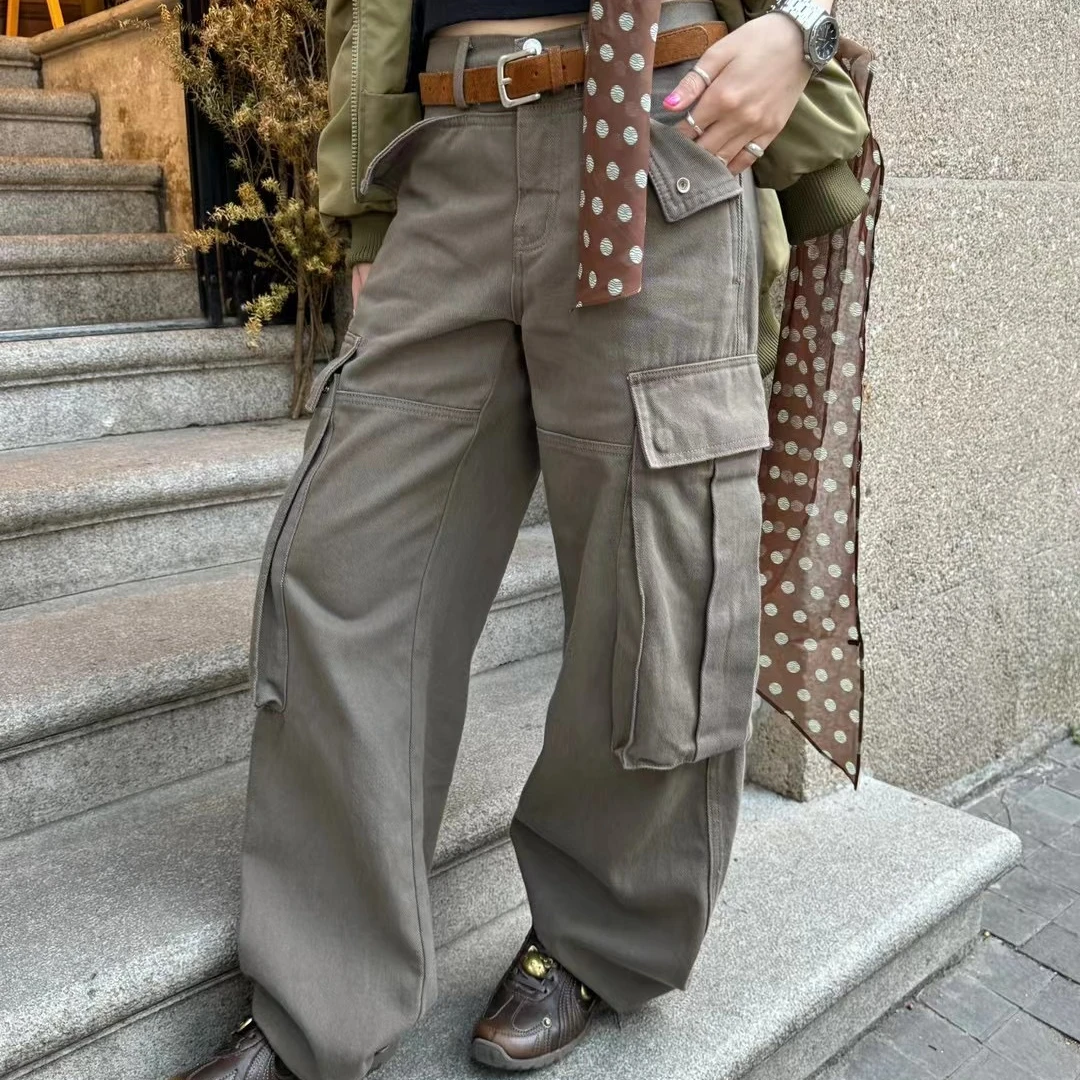 美式宽松秋季高街抽绳阔腿裤牛仔裤卫裤【集合链接】