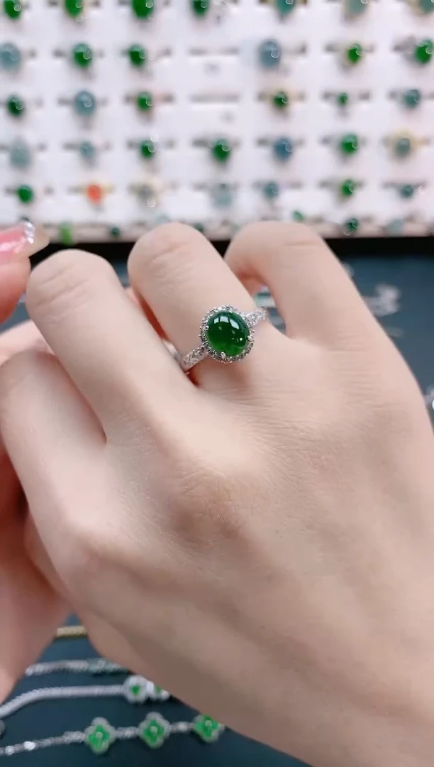【闪购商品】翡翠戒指银S925镶嵌天然翡翠