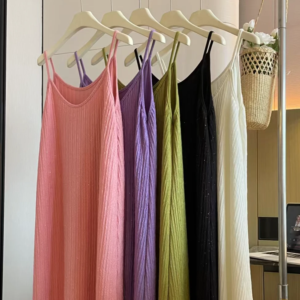 (星河）闪片亮片星星气质宽松连衣裙女夏季显瘦遮肉百搭吊带背心裙