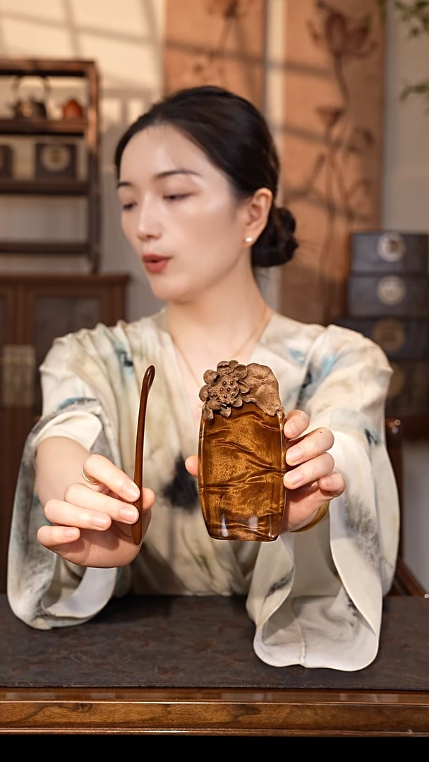 乌木类家具金丝楠阴沉木 云彩纹 茶则