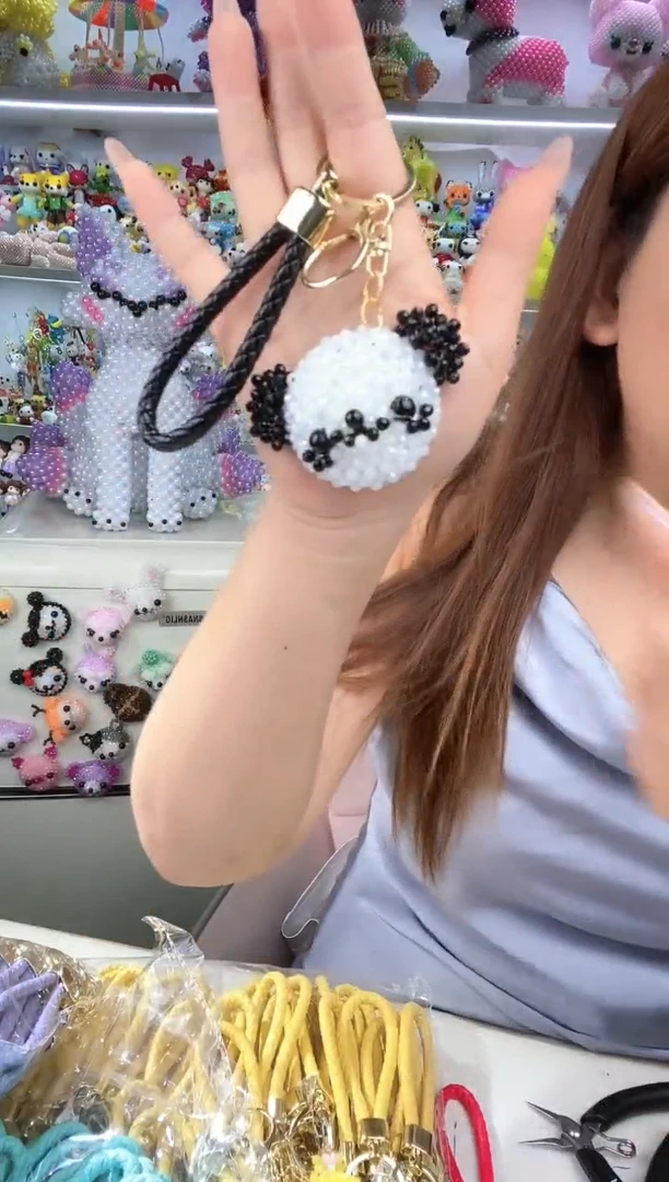 玻璃3114卡4水晶材料包1套熊猫送镜子带钥匙扣