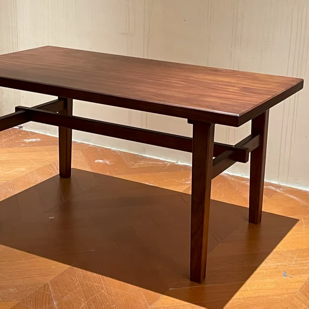 观山黑胡桃茶桌实木阳台茶桌茶台新中式茶几禅意茶桌阳台低坐姿