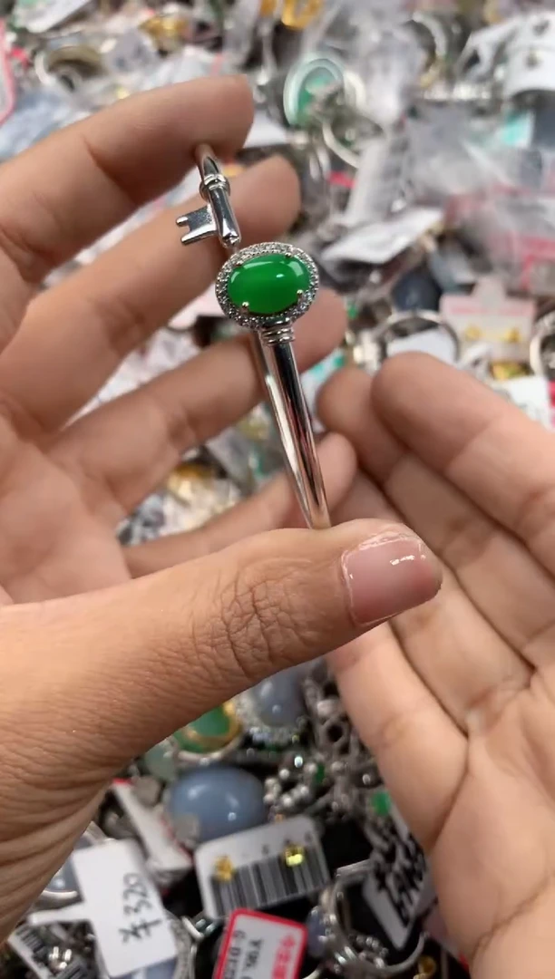 银S925镶嵌戒指翡翠141414----9