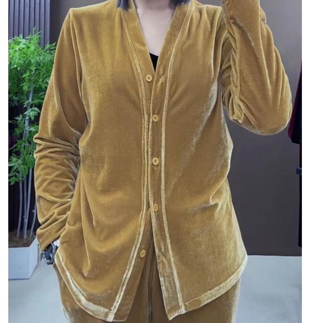 巍子严选高端定制时尚修身显瘦丝绒开衫501#