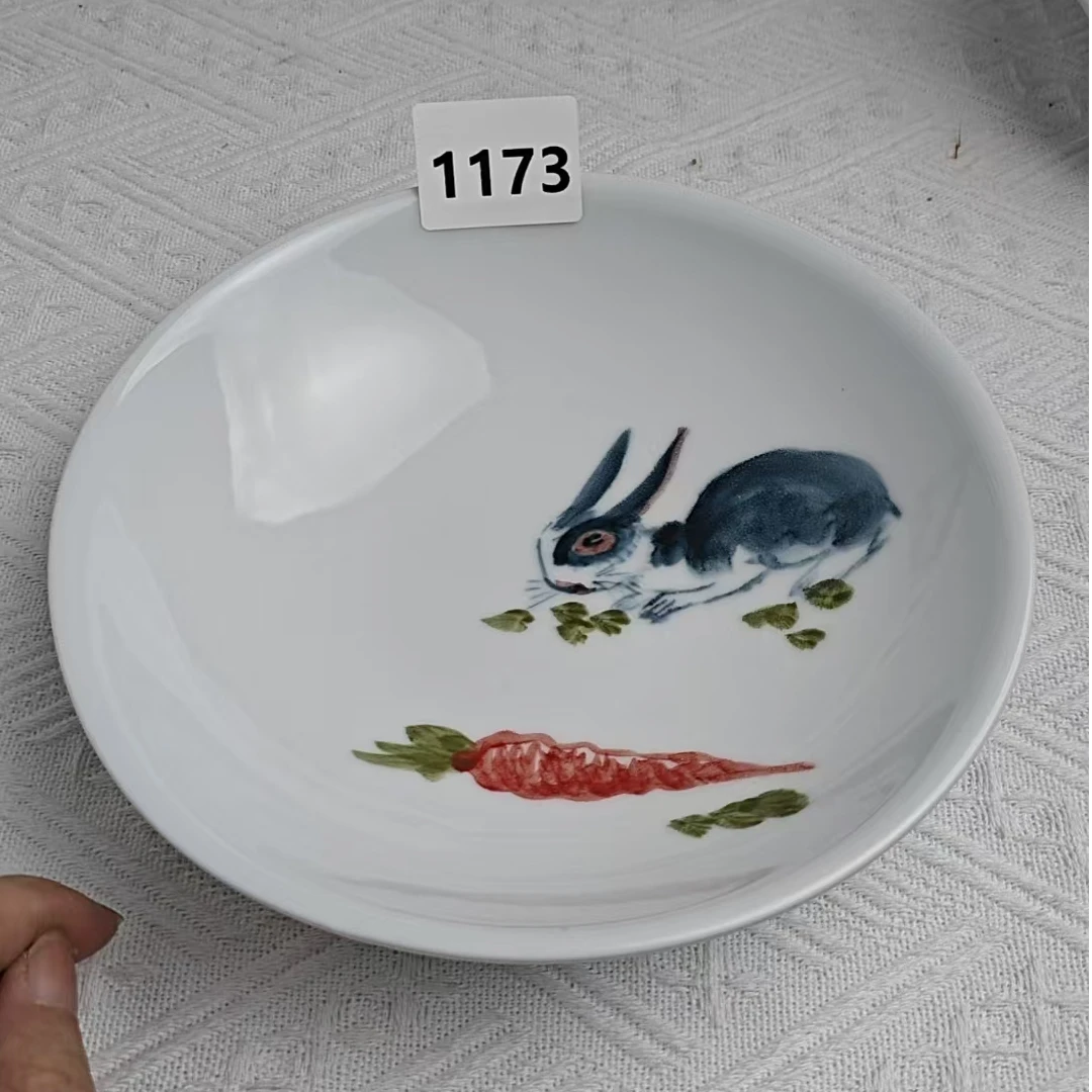 景德镇手绘釉中彩（食品级）圆深盘陶瓷家用盘子1173