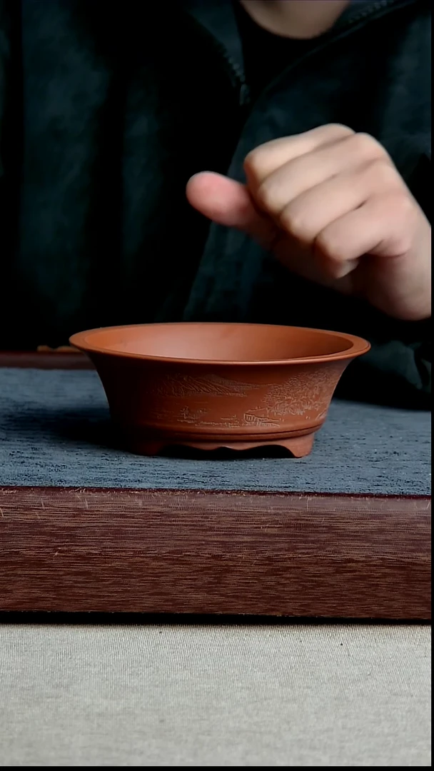 紫砂花盆12*3.5内径紫砂花盆