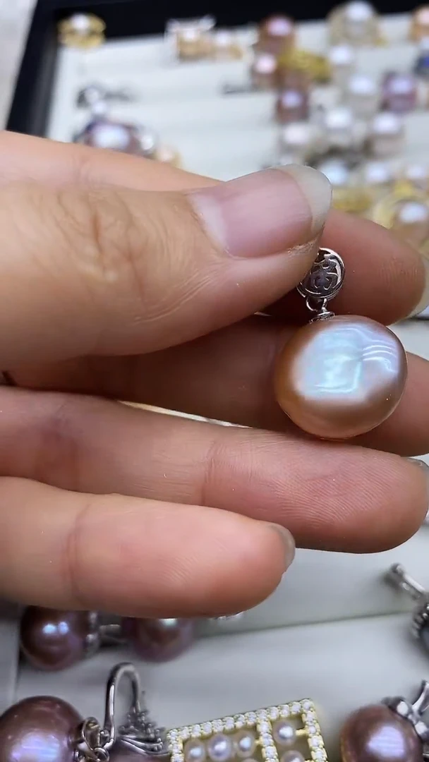 吊坠(不含链)银S925镶嵌淡水珍珠吊坠