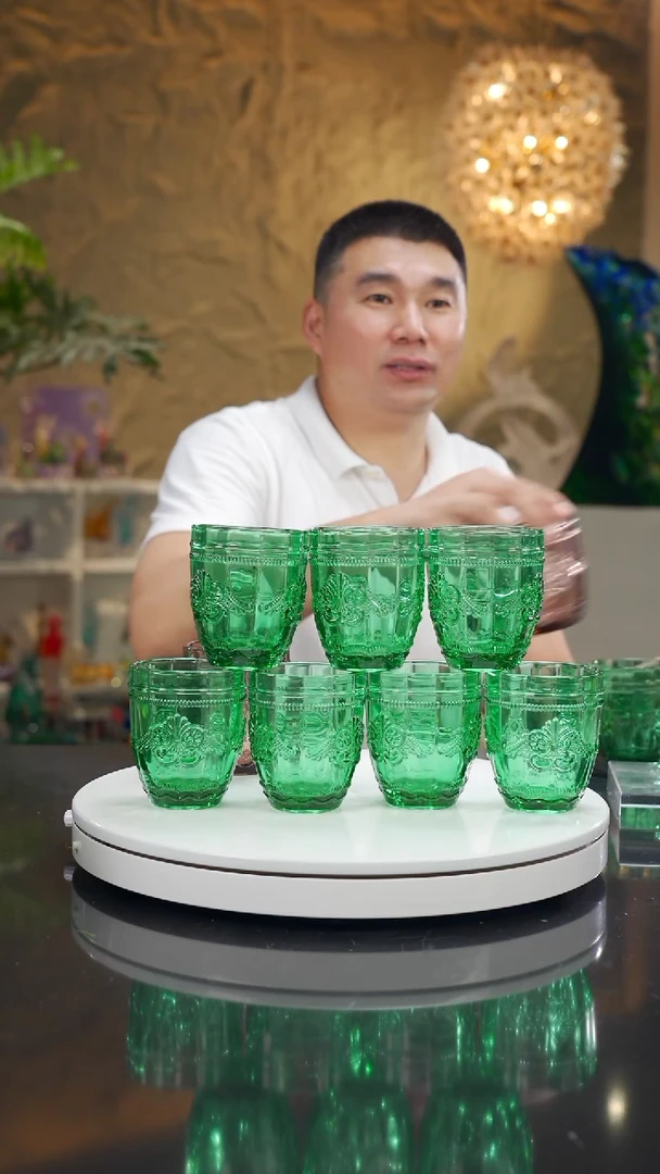 摆件福利绿色水杯一套八只带紫色两只共十只