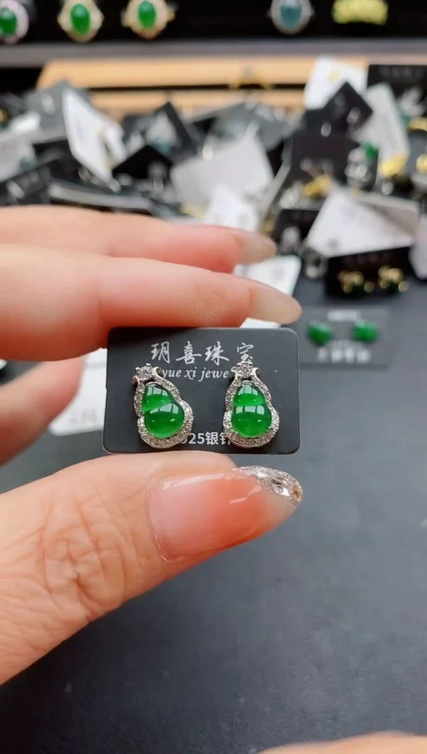 银S925镶嵌戒指翡翠1