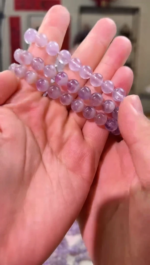 发晶手链未镶嵌8mm+紫兔毛聚宝盆（多样性发一）