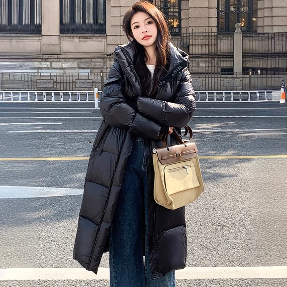 90白鸭绒2024冬新款韩版男女加厚宽松连帽羽绒服A01