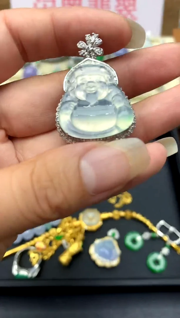 颈饰18K金镶嵌翡翠716-中国好珍宝