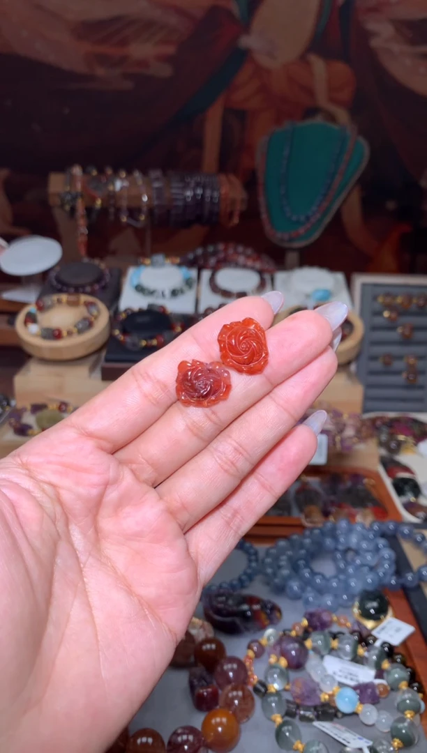 未镶嵌珠宝半成品水晶红极光花花耳饰