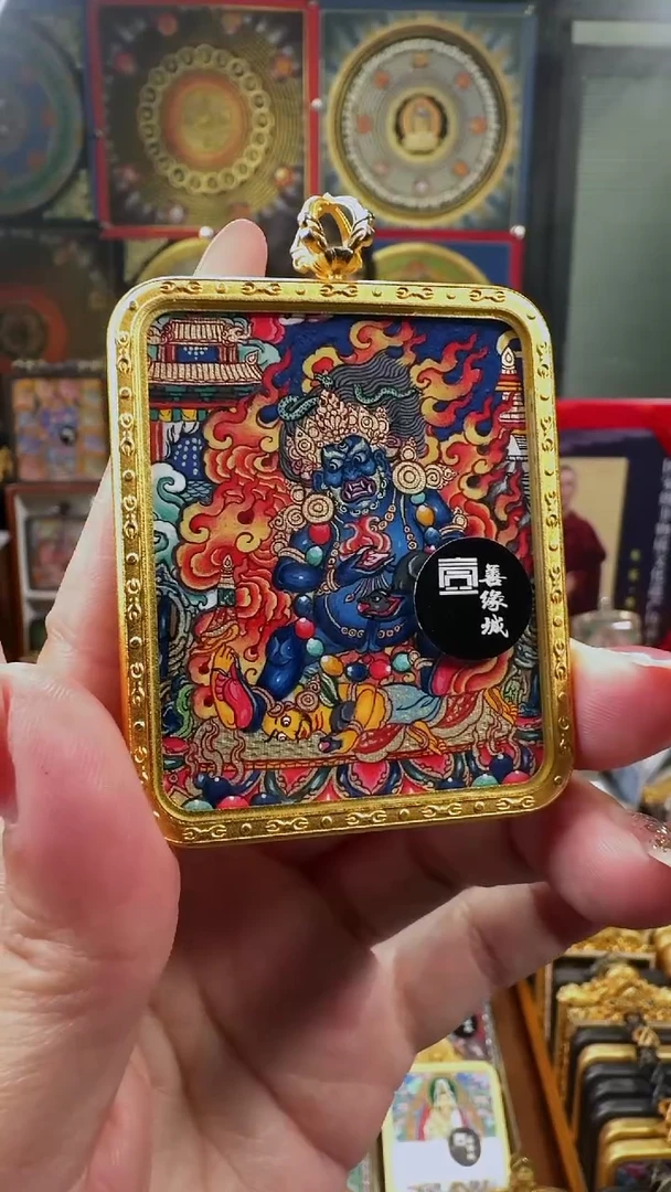 吊坠 壹善缘城手绘唐卡黑C