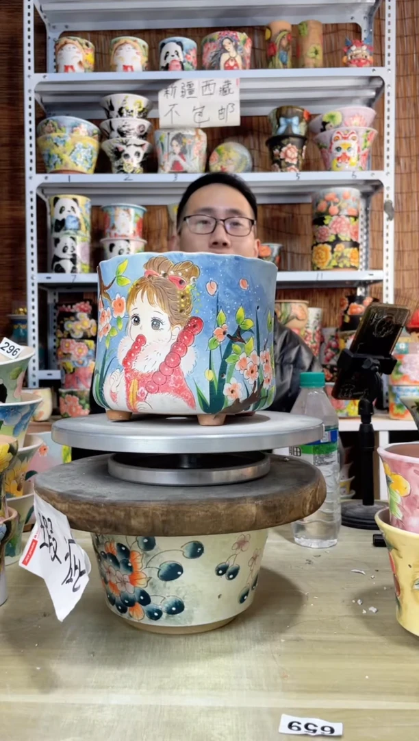 【闪购商品】摆件425陶花岛多肉陶瓷花盆罐——微瑕