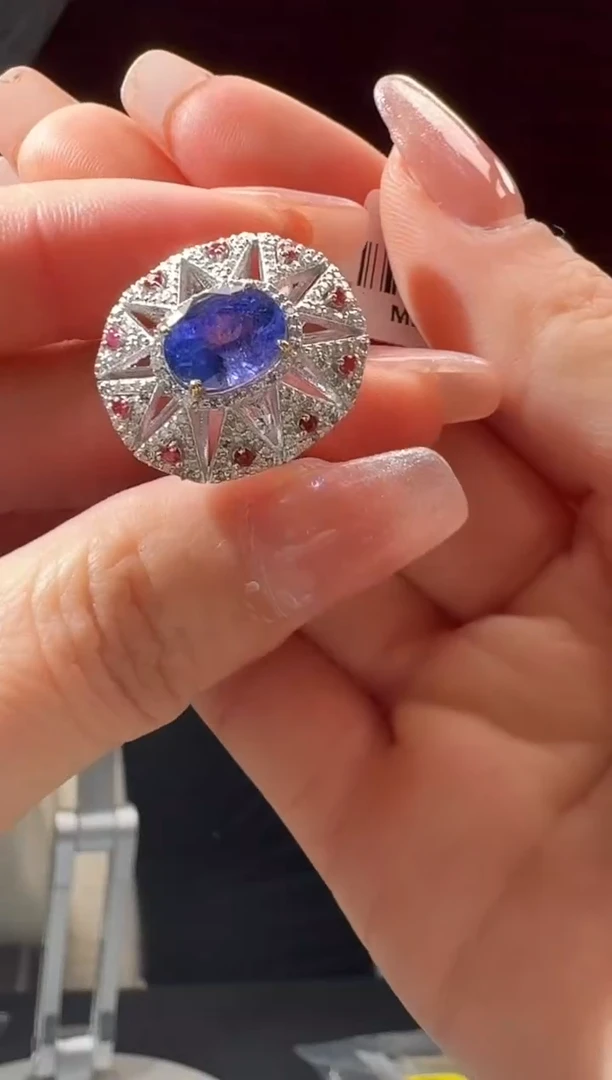 未镶嵌戒指坦桑石天然坦桑石戒指