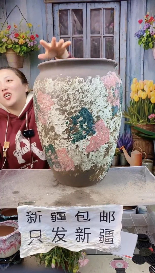 038 咖色手绘一个装  口25高39