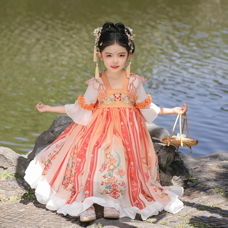 2025新款夏季女童汉服古风公主裙国风汉服小女孩公主裙A24