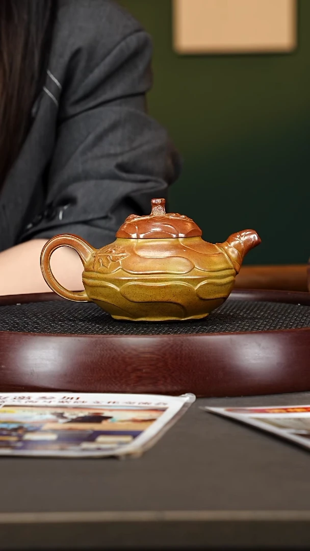 茶壶紫砂141YJY风卷葵 黄金砂柴烧500cc