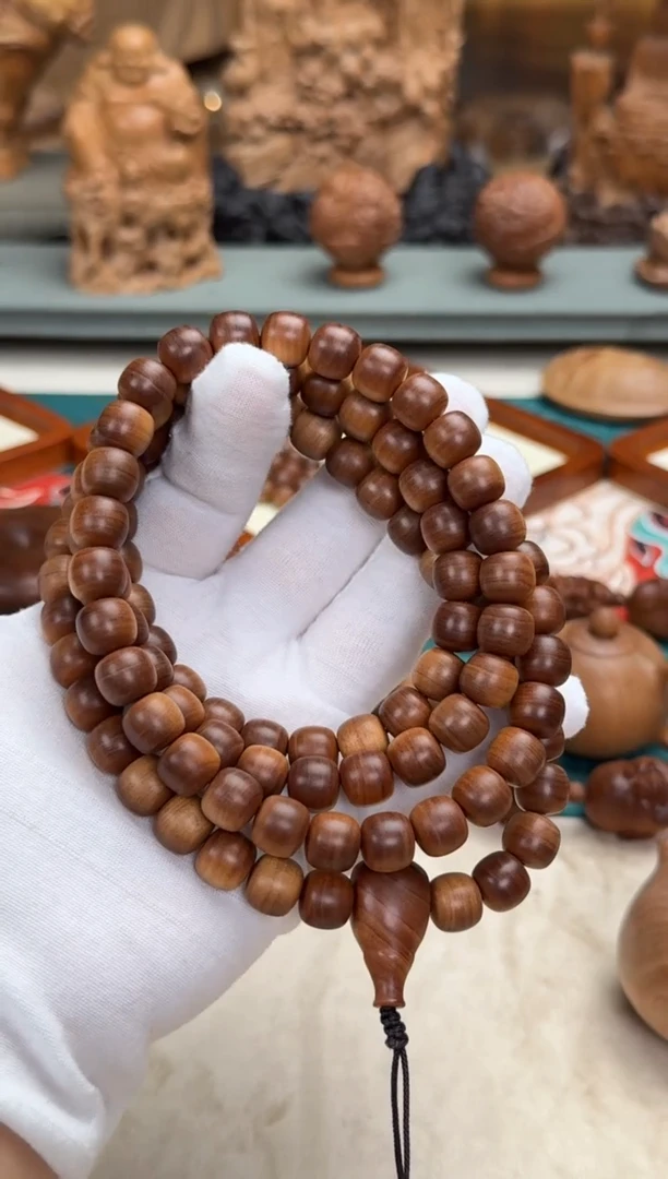 檀香木手串/手链10X11横纹108颗百年6号 印度老山檀香