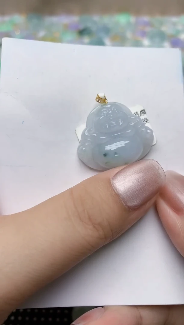 翡翠18K金镶嵌颈饰天然缅甸A货翡翠