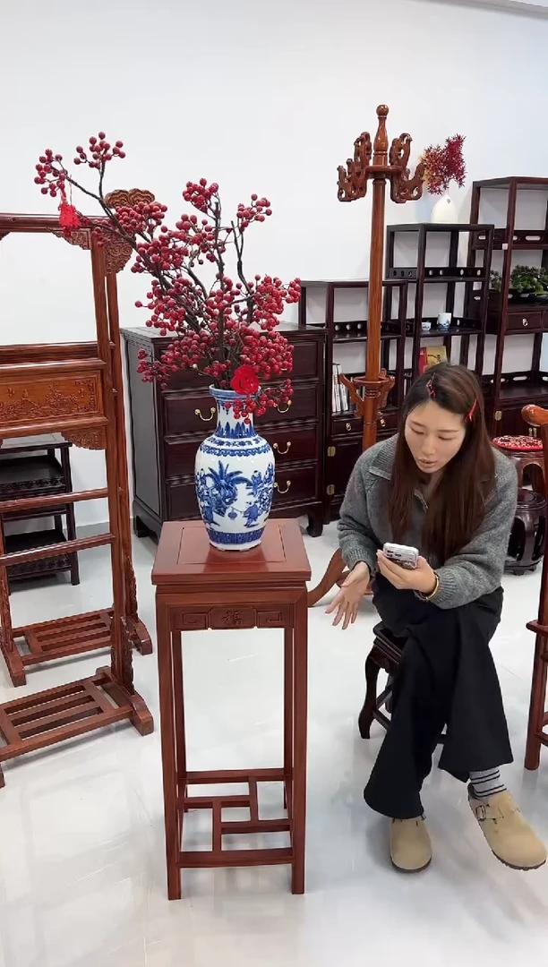 花梨木类家具微瑕花梨木花架（花梨色）