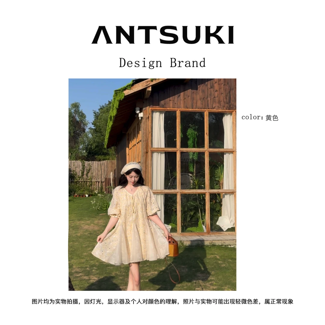 AnTsuki.【花开半夏】25年夏季新款镂空刺绣 温柔碎花宽松连衣裙33