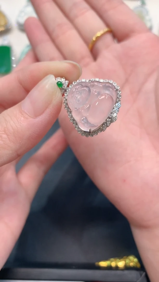 吊坠(不含链)18K金镶嵌翡翠A53多样性发货一件