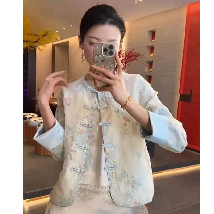 【碧落】新中式春夏重工刺绣网纱轻薄透气时尚复古盘扣洋气防晒上衣